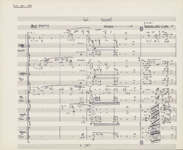 Manuscrit du Livre pour cordes de Pierre Boulez