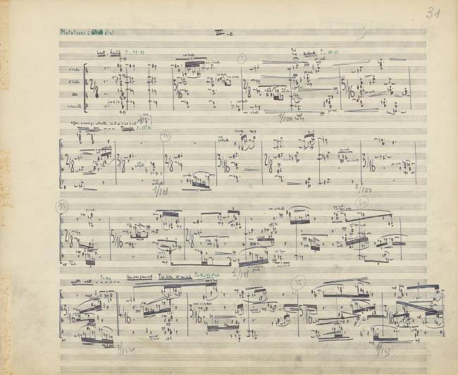 Manuscrit du Livre pour quatuor de Pierre Boulez